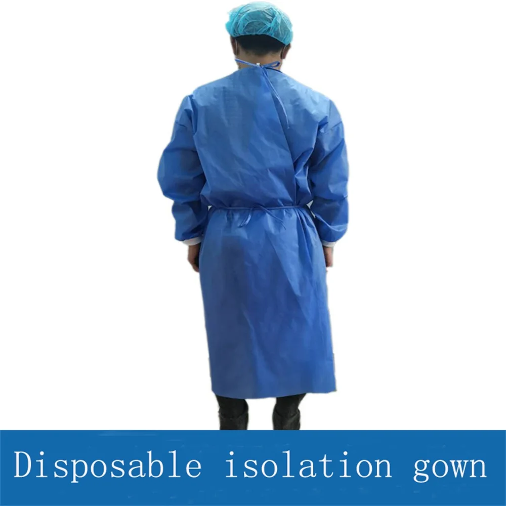 Disposable Non-Woven Hand Washing Clothes Blue Thick Protective Work Isolation Clothing Gown Dental Anti-oil Stain Nursing | Безопасность