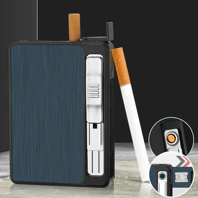 Мужской 10 сигарет металлический ящик автоматический портсигар USB заряженный