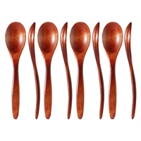 new 8 pieces wooden spoons for eating natural soup wood spoons cooking wooden teaspoon condiment spoons for mixing honey tea