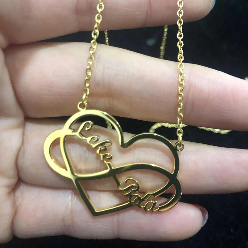 Бохо Бесконечность Имя ожерелье Любовь ювелирные изделия на заказ двойное имя