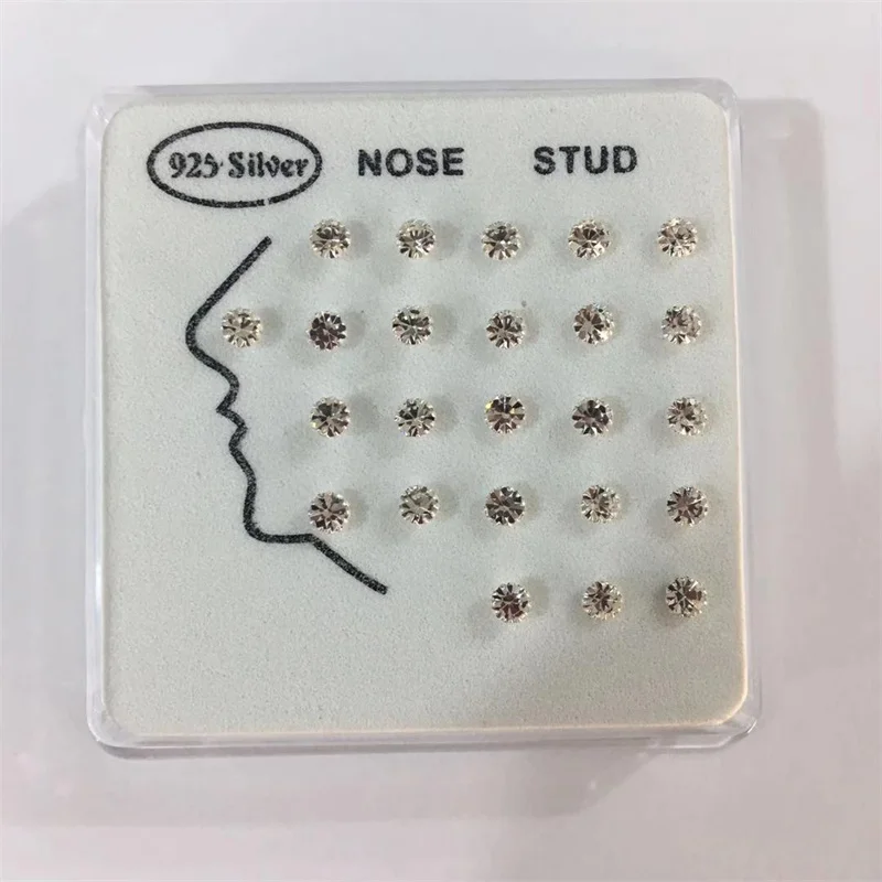 HelloLook 925 стерлингового серебра нос шпильки для пирсинга с украшением в виде