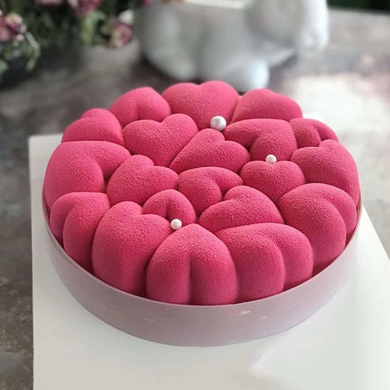 

Stitching Heart Shaped Cake Mold Silicone Baking Dish Chocolate Mousse Baking Moulds Love Form for Cake Decorating Tool