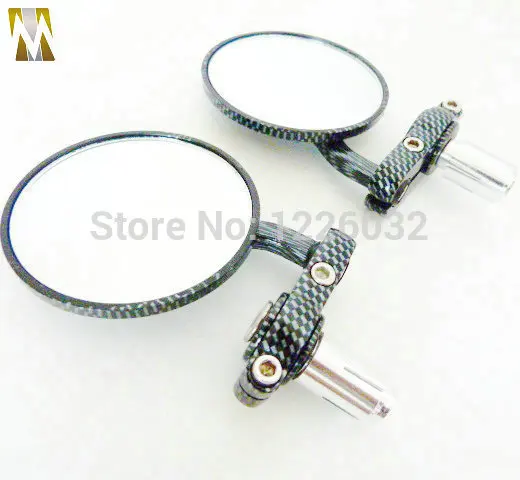 Мотоцикл Углеродного Волокна Ручка Бар Руль конец 3 &quotКруглая сторона зеркало