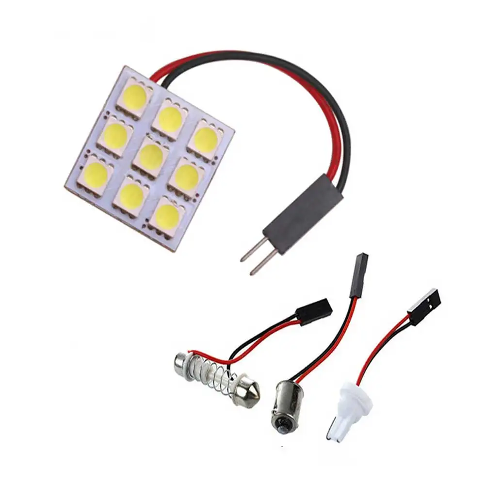 

Car Led T10 194 12 smd 5050 Panel Light Dome Bulbs Ba9s Festoon 31mm Adapter For Automotive Reading Interior Lamps White DC 12V
