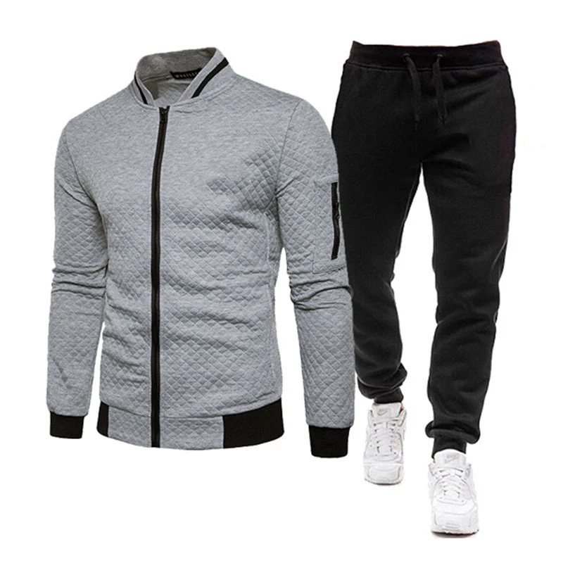 

New Men's Set Spring Autumn Man Sportswear 2 Piece Sets Sports Suit Jacket+Pant Sweatsuit Male Tracksuit Asia Size L-4XL
