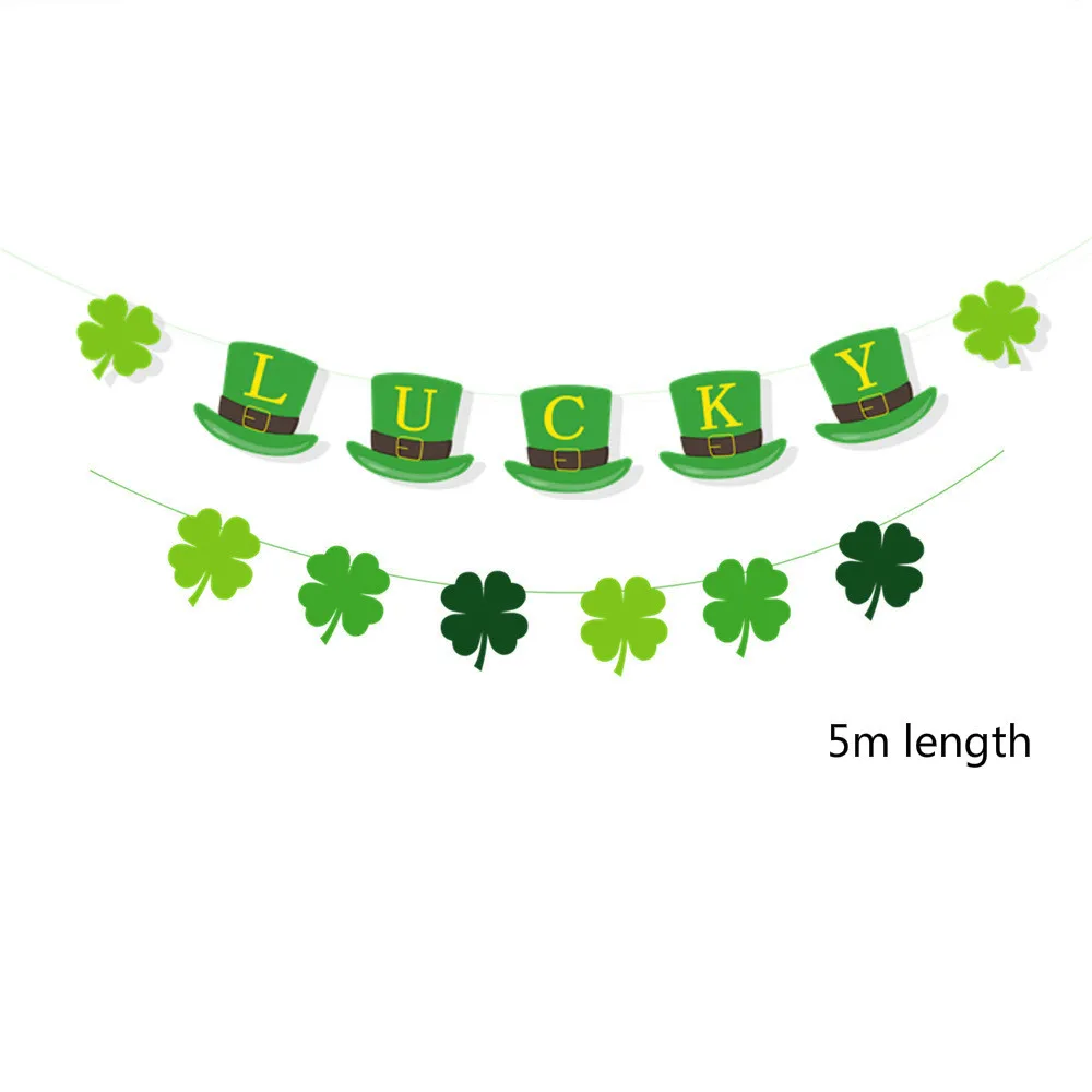 Зеленый День Святого Патрика украшение дома праздник бумага Клевер баннер