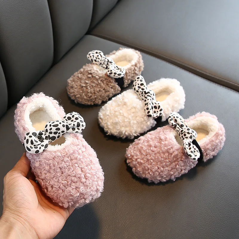 New Winter Kids Fur Shoes Baby Girls Warm Flats Children Princess Toddler Brand Loafer Fashion Sneakers | Детская одежда и обувь