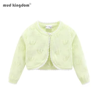 mudkingdom toddler girls sweater fashion shrug cardigan eyelet long sleeve print knit jacket short outerwear for kids clothing