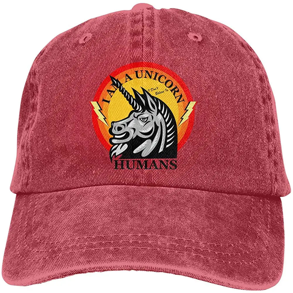 Унисекс Взрослых Винтаж Мыть Бейсболка Регулируемая папа шляпа я Единорог