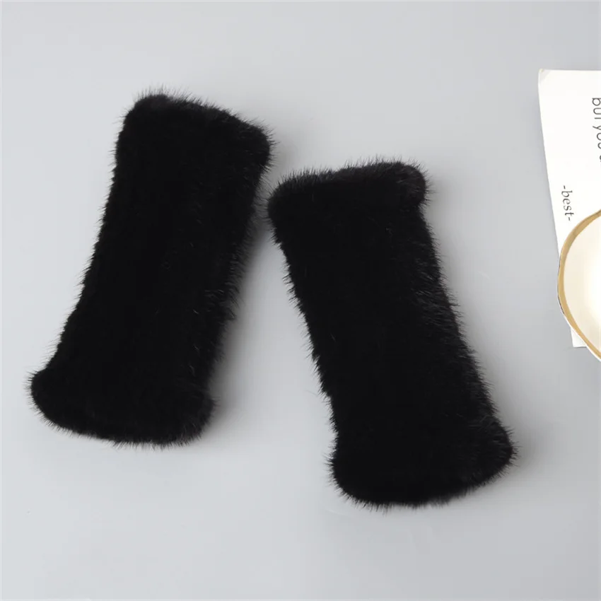 

Fashion Mink Fur Grass Hand Woven Open Finger And Half Finger Thickened Warm Winter Wrist Guard Medium Long Gloves