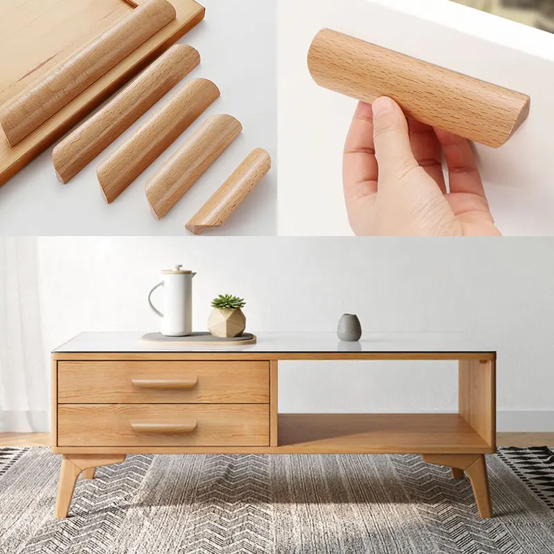 

Cabinet Natural Solid Wood Handles Kitchen Cupboard Knobs Wardrobe Drawer Door Closet Dresser Pulls