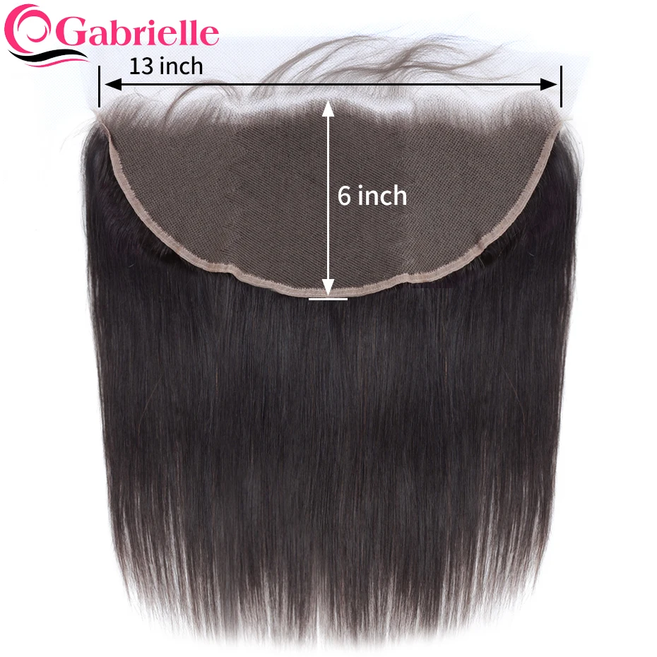

Gabrielle 13x6 Lace Frontal Brazilian Straight Human Hair Closures Pre plucked Hairline with Baby Hair Natural Color Remy Hair