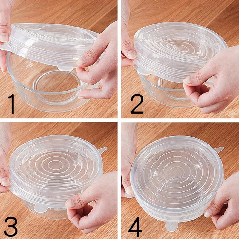6 шт./упаковка силиконовые крышки для кухонной посуды|Крышки посуды| |