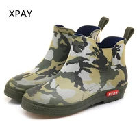 short rain boots chelsea pvc men camouflage galoshes soft sole chef shoes fishing gumboots rubber shoes