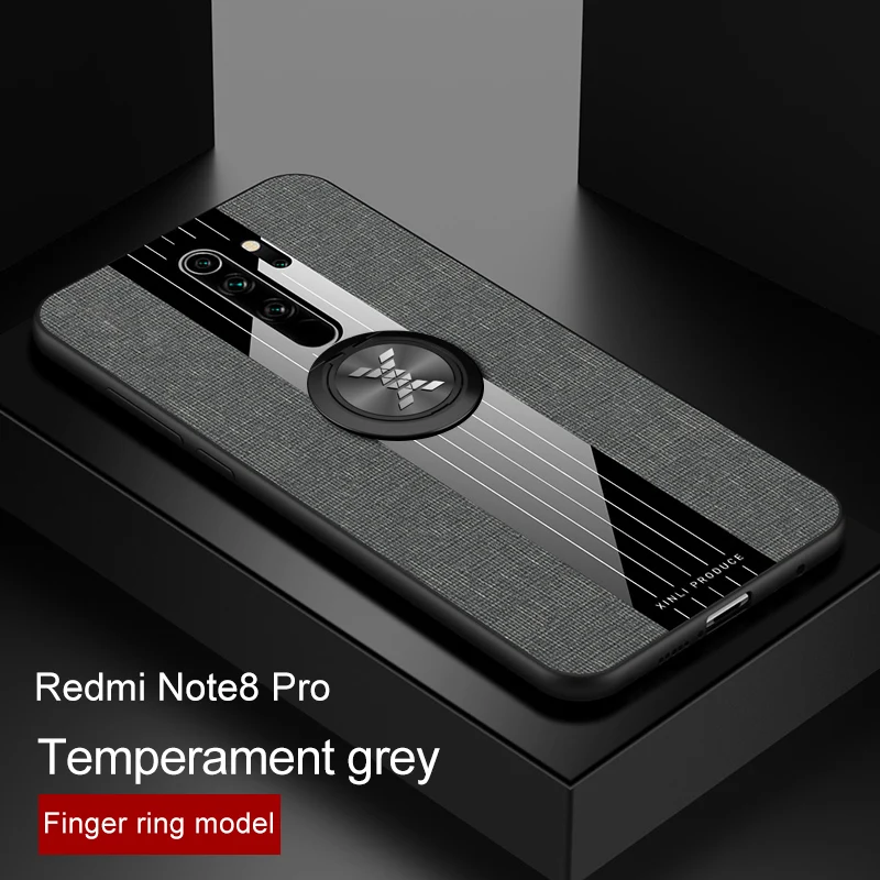 Grey KONSMART Роскошный чехол для телефона для Xiaomi Redmi Note 8 Pro палец кольцо благородный противоударный защитный чехол xiomi Redmi Note 8Pro Note8 - Цвет: Grey