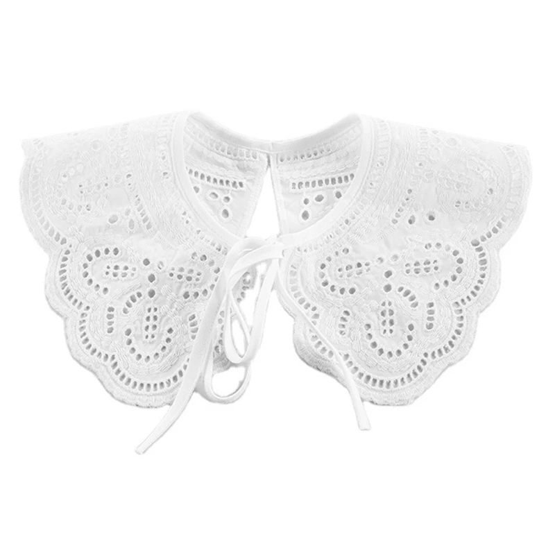 

Women Hollow Out Dragonfly White False Collar Jacquard Shawl Necklace Capelet