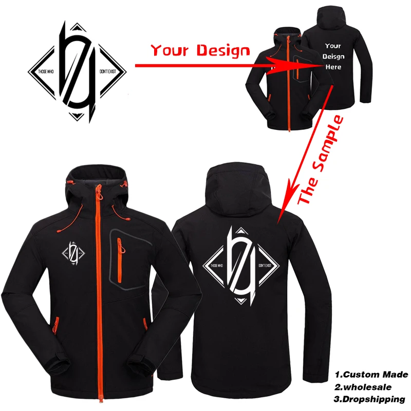 Мужская флисовая куртка на молнии водонепроницаемая ветрозащитная с капюшоном и