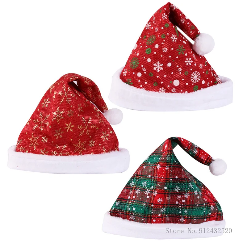 

Шапка в красную клетку, уплотненная шапка в виде золотой снежинки, Рождественское украшение для пожилых, Рождественская шапка, товары для вечерние, 2 шт.