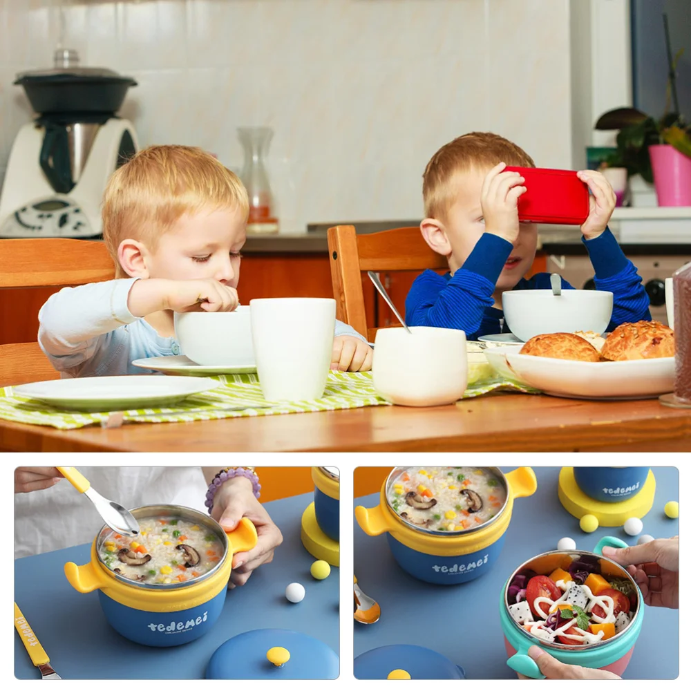 

Stainless Steel Suction Bowls Heat Preservation Baby Bowl Anti-scald Tableware