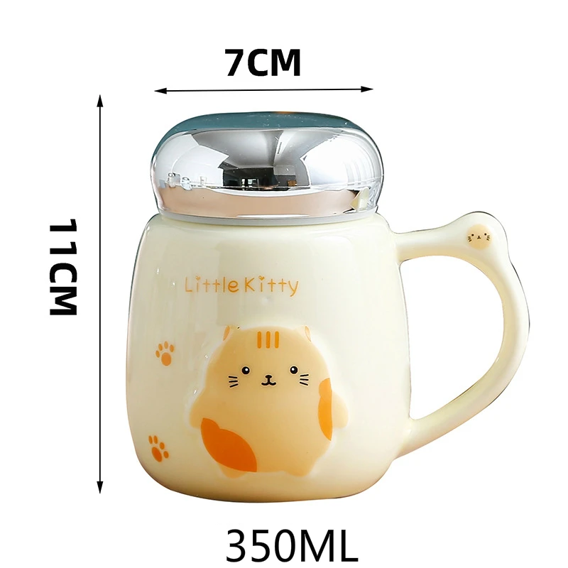 

350ml Cute Cartoon Animal Ceramic Mug Sealed Lid Insulated Ceramic Cup Travel Mug with Handle Car Mugs Student Office Cups