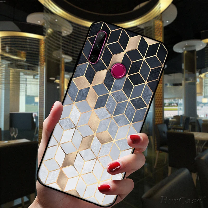 Marble Geometric Art Black Phone Case For Huawei Honor 10i 20i 30i 9 10 20 30 10X Lite Pro 9X 8X 8C Soft Silicone Cover huawei waterproof phone case