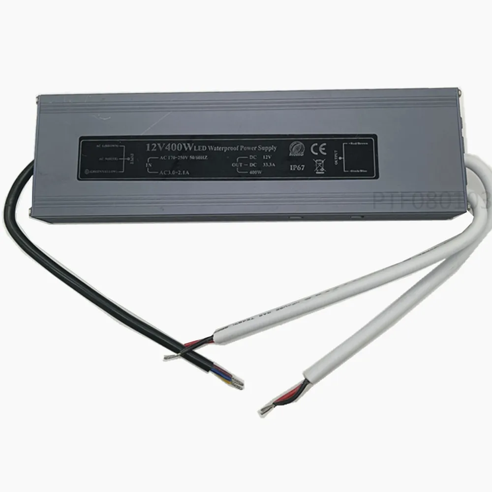Waterproof lighting transformer AC12V power supply IP67 IP68 400W outdoor waterproof drive power adapter