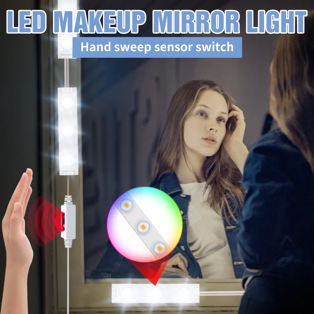 

LED Makeup Mirror Lamp USB Bathroom Vanity Light Bulb 2/6/10/14Pcs For Bedroom Dimmable LED Dressing Table Mirrors Wall Lights