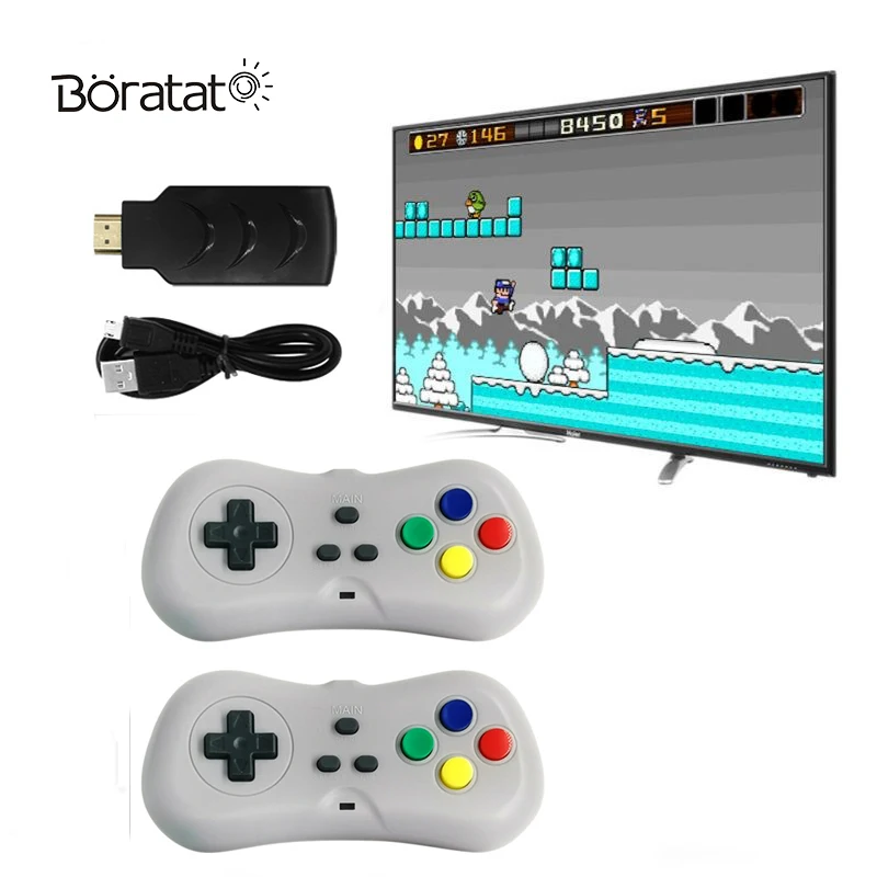 Мини Портативная Классическая ТВ игровая консоль Mini HD Dual 2 4G беспроводной