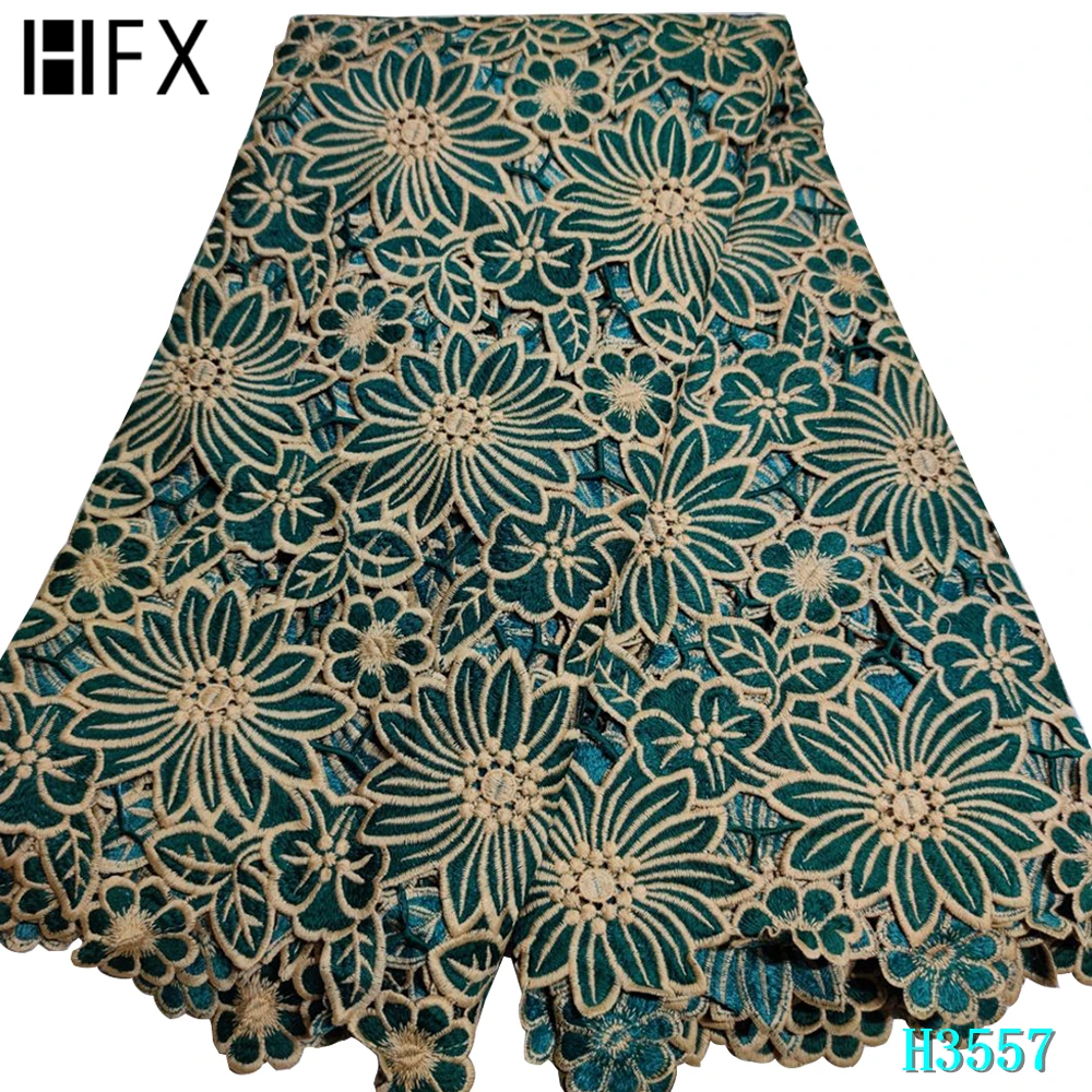 

HFX 2020 Latest Cord Laces Water Soluble African Guipure Cord Lace Fabric High Quality Nigerian Lace Fabrics For Party F3557