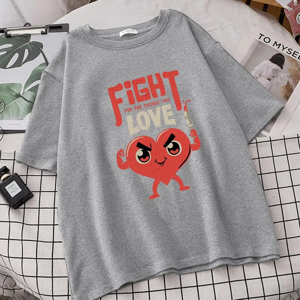 

Heart Fight Love Women Vintage Tumblr Ulzzang T Shirts Camisetas De Mujer Anime Tops Tee Shirt Femme Roupas Femininas Vetement
