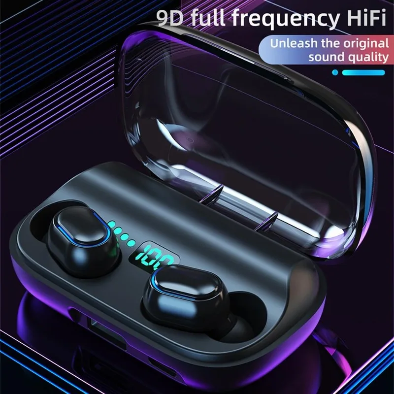

Wireless Bluetooth Headset TWS 5.0 Sports Earbuds Bilateral Stereo Waterproof with Charging Box