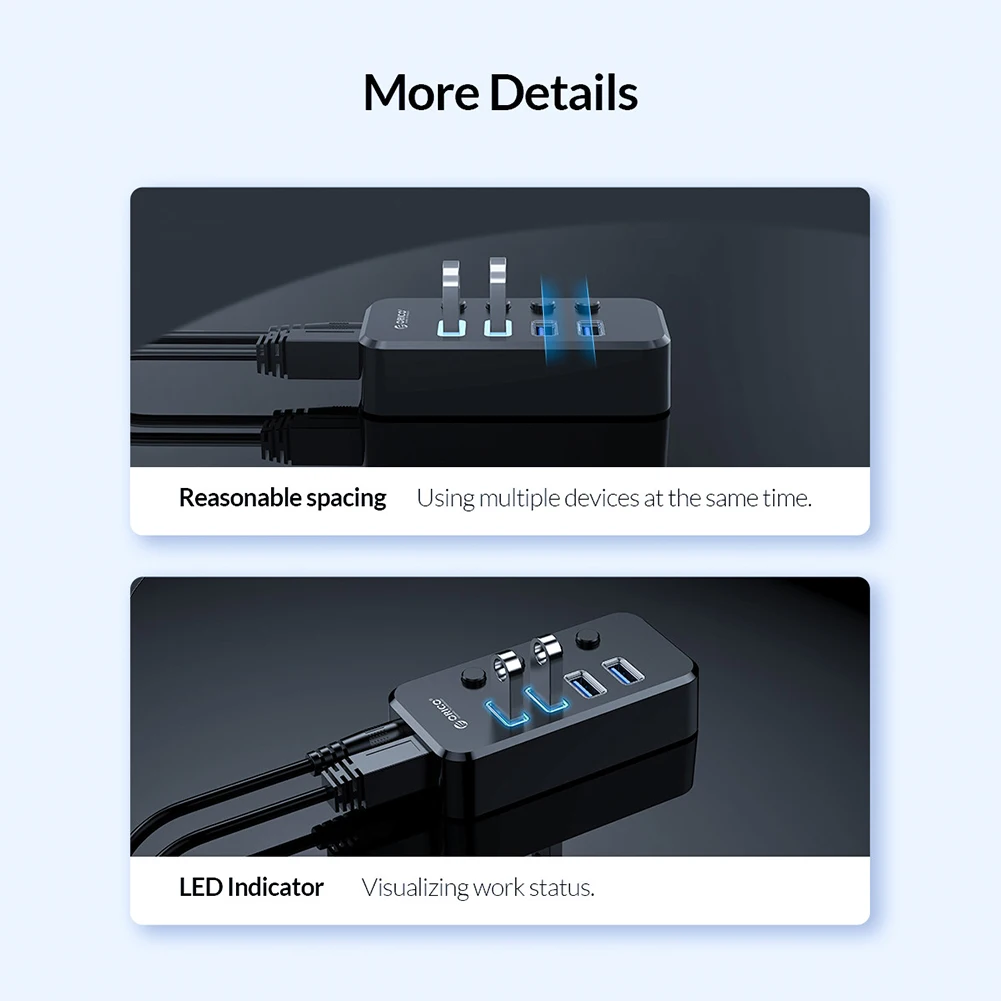 

Newest USB3.0 Hub 4 Expansion Ports With Independent Switch For Each Expansion Port With Power Adapter