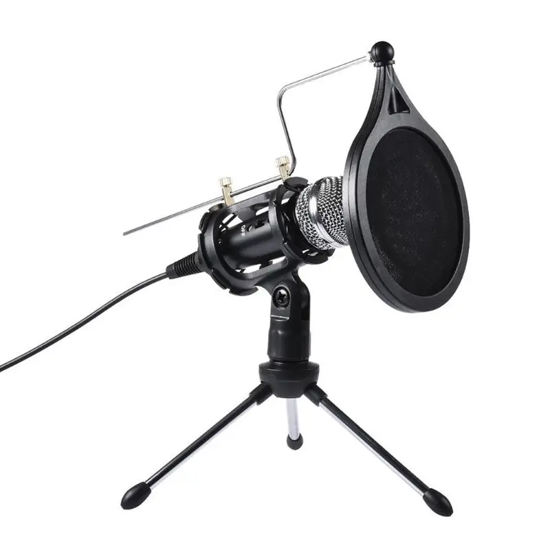 1Set USB Computer Microphone Phone Condenser Mic with Acoustic Filter Stand Holder for Broadcast Online Chatting | Электроника