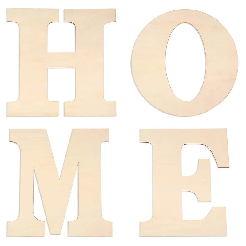 

4 Pieces 12 Inch Unfinished Wooden Letters Large "Home" for Home Wall Decoration