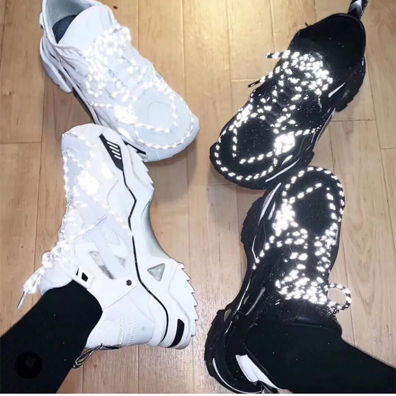 Кроссовки женские из натуральной кожи и сетчатой ткани флуоресцентные на