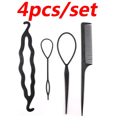 4Pcs Женская Шпилька, инструмент для укладки, расческа, пена, губка, диск для волос, заколка для завивки, Бублик для волос пучок, парикмахерские аксессуары для волос - Цвет: 4Pcs