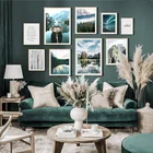 Пейзаж, плакаты и принты, настенная Картина на холсте, домашний декор, скандинавский пейзаж гор, озеро, картина для общежития, синий дизайн