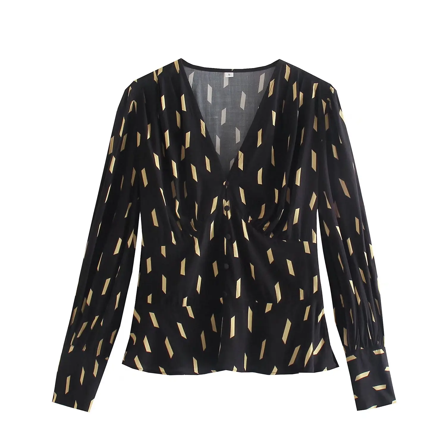 

Женский укороченный топ на пуговицах спереди, с длинным рукавом