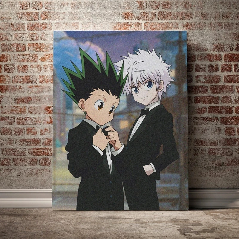 Аниме-постер Gon Killua Zoldyck Hunter x холст без рамки с принтом Настенная картина для