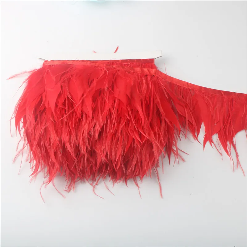 

5-10yards/lot Red Trim High Quality Ostrich Feather Trims Fringe 4-6 Inch/10-15cm Skirt Craft Dress Plumes Product Ribbon