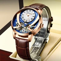 ailang fashion new business mens mechanical watch luminous waterproof leather luxury rose gold case relogio masculino 8821g