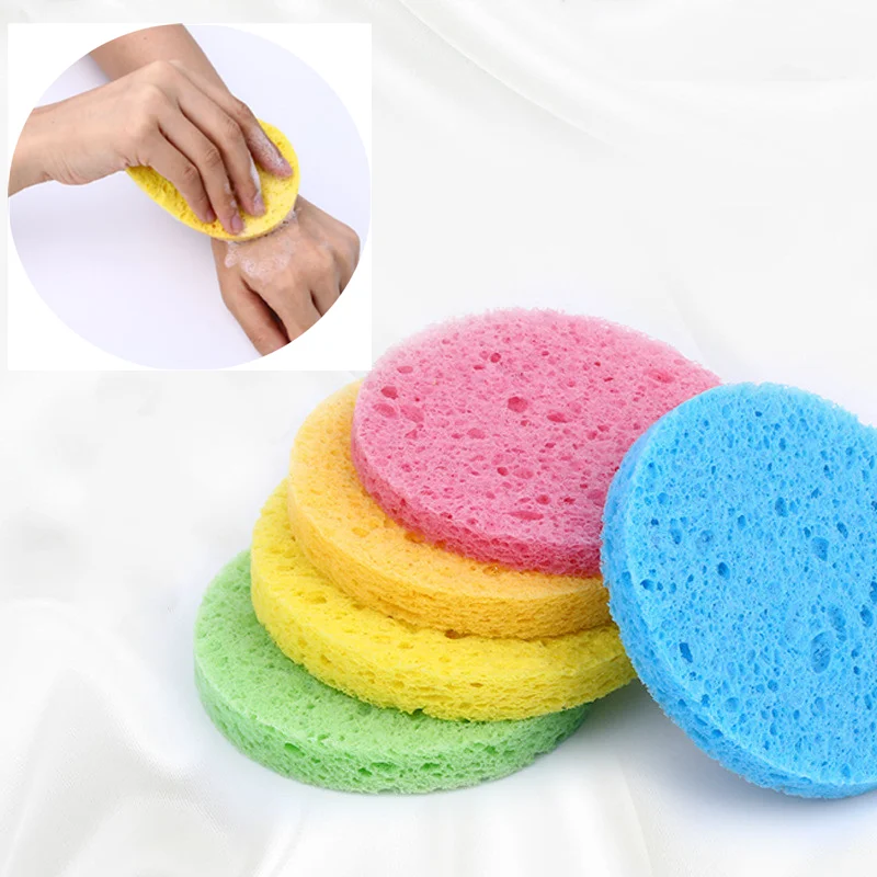 Спонж для умывания лица из натурального древесного волокна очищающая губка