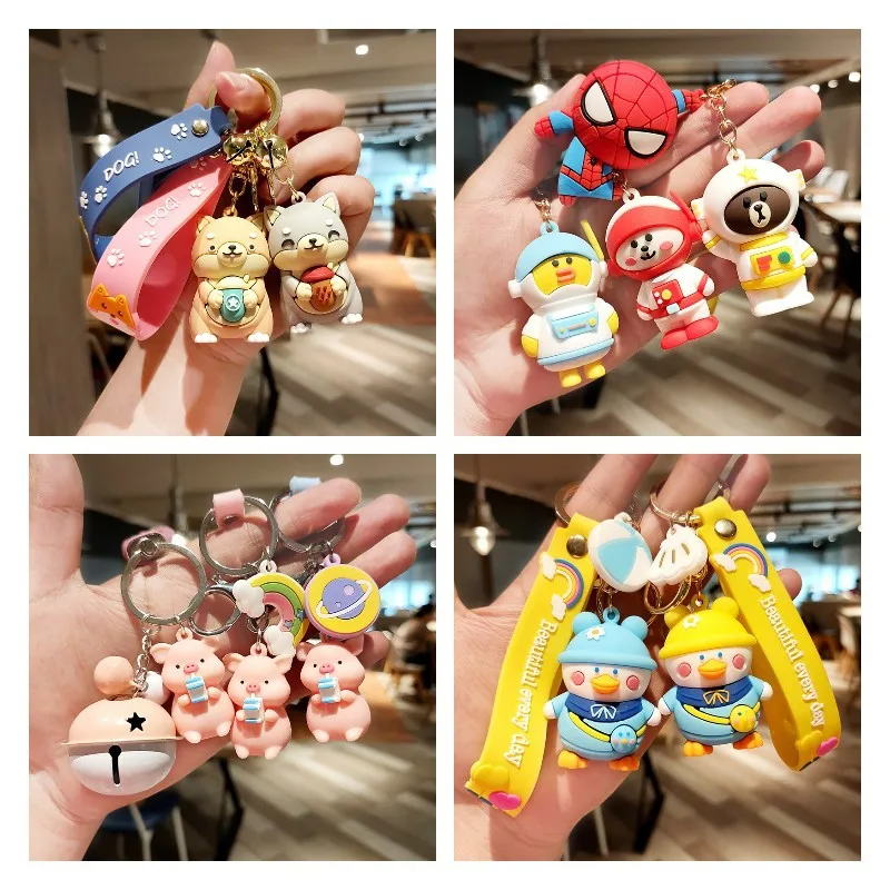 

Lovely Cute Cattle Cow Keychain Lanyard Animal Bull Key Chain Women Men PVC Bag Charms Pendant Trinket Jewelry