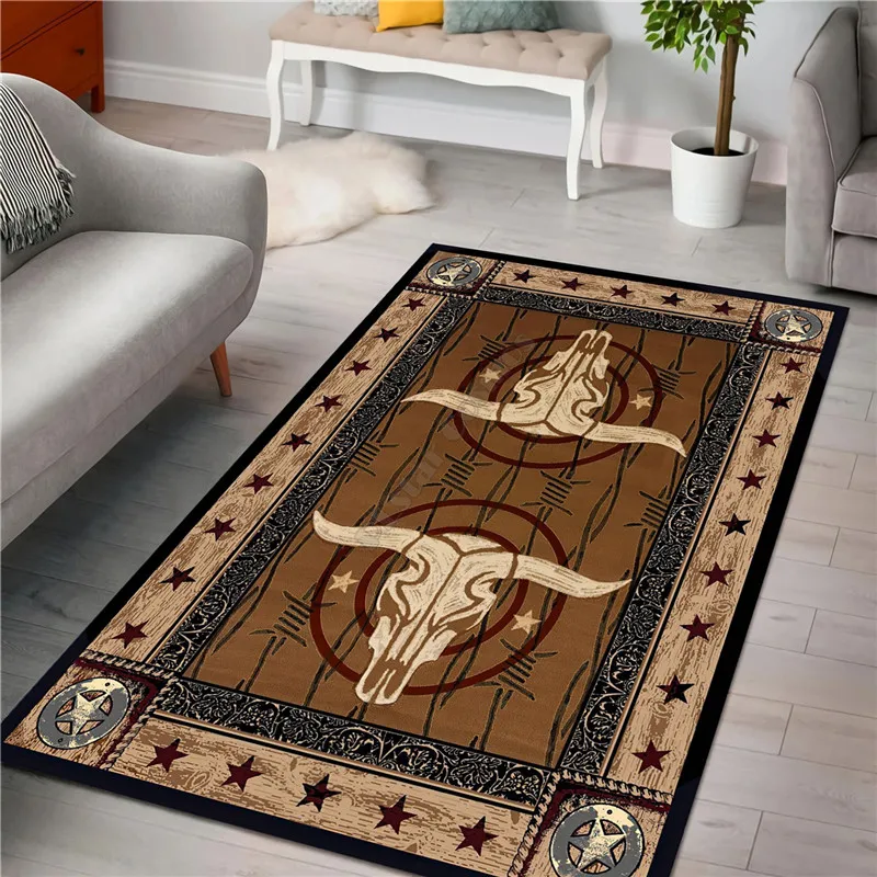 

Bull Riding 3D Rug Skull All Over Printed Non-slip Mat Dining Room Living Room Soft Bedroom Carpet