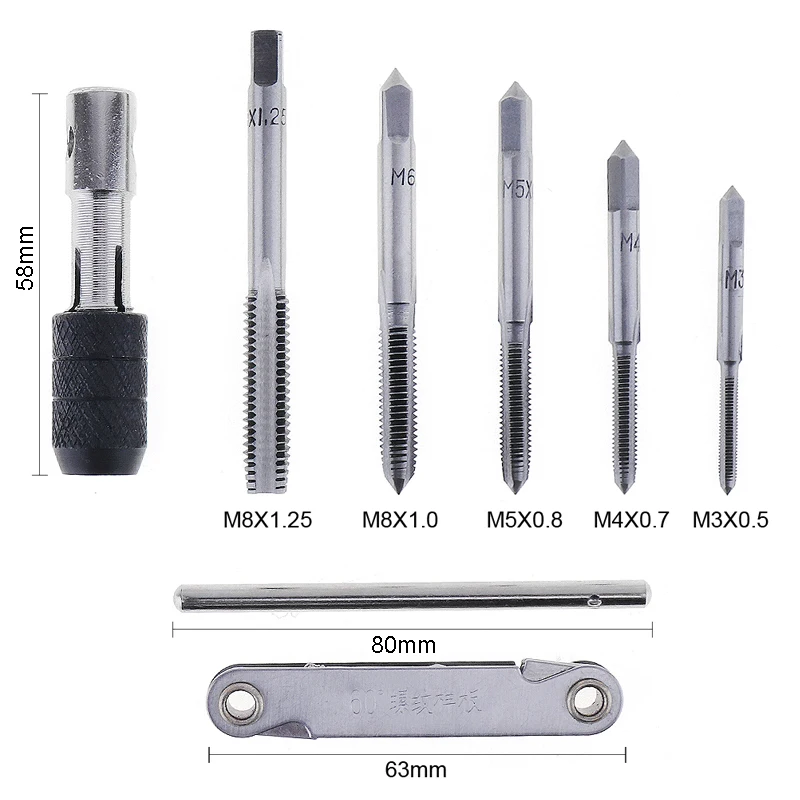 Многофункциональный Т-образный сверлильный прибор M3 M4 M5 M6 M8 7 шт. с насадками для