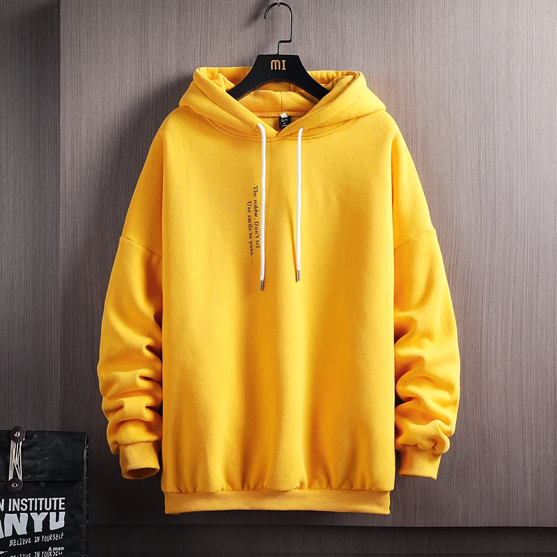 

Japan Style Casual O-Neck 2021Black Spring Autumn Hoodie Sweatshirt Men'S Thick Fleece Hip Hop Skateboard Streetwear Clothes
