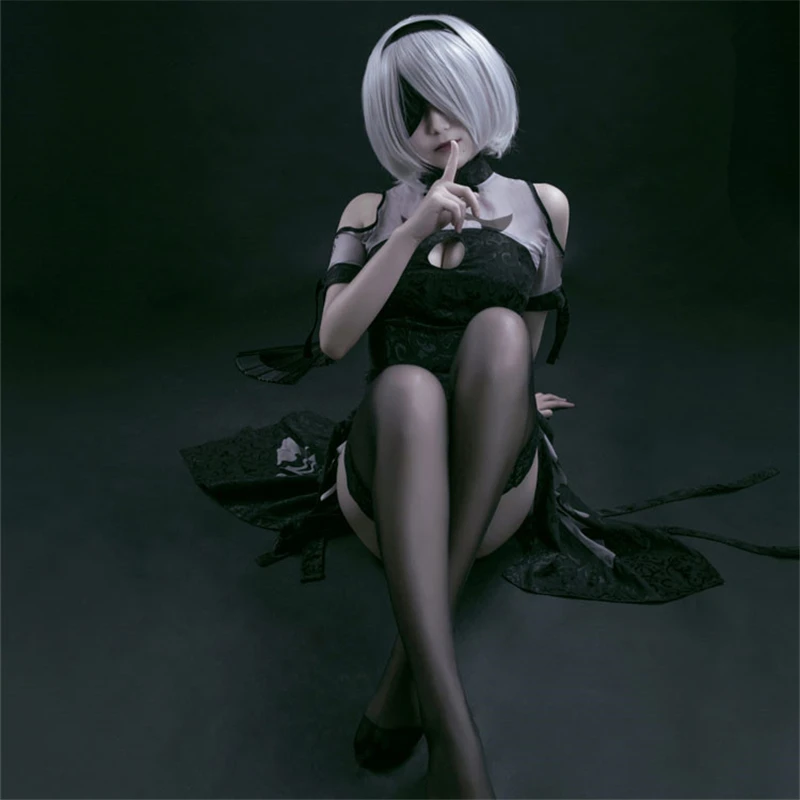 В наличии! Распродажа! Костюм для косплея NieR:Automata YoRHa тип A No. 2 2B колготки Чонсам