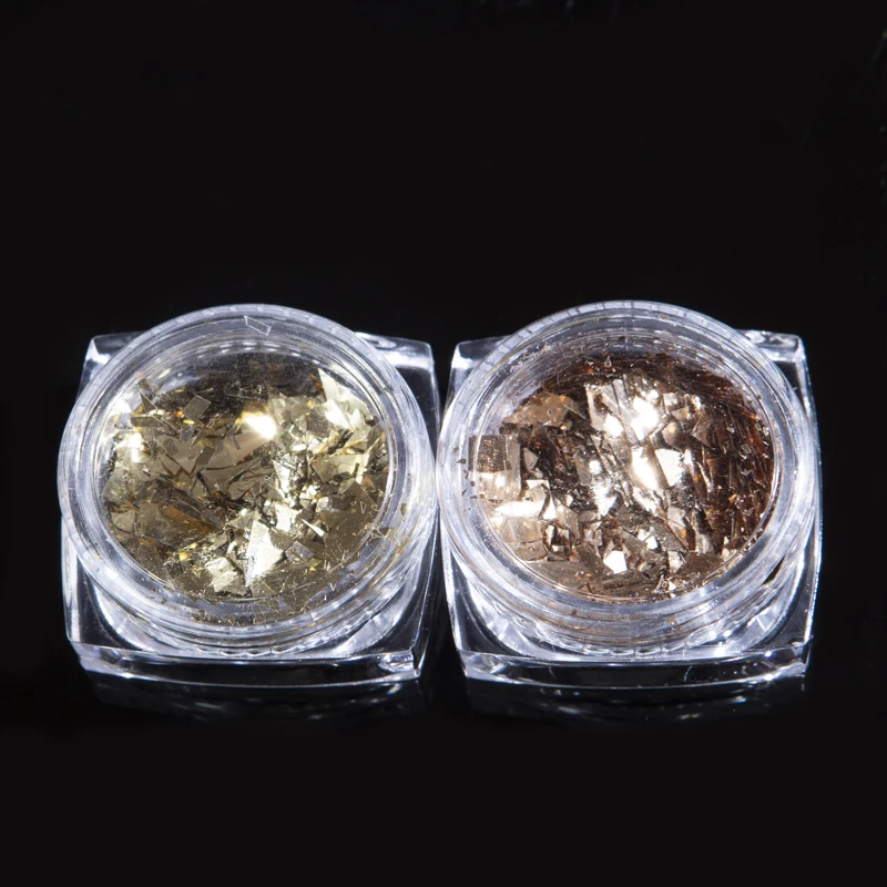 6 шт./компл. голографические Блестки для ногтей порошок хлопья золотые серебряные