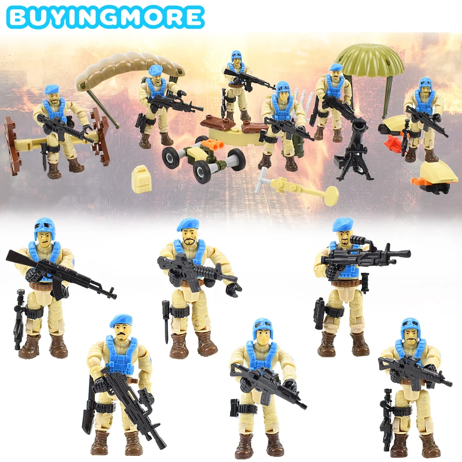 

6 Soldiers/Set Small Building Blocks Action Figure Assembled Model Joint Movable Constructor Educational Toys for Boys Girls