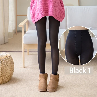 Black Footless 1 Зимние осенние двухслойные колготки эластичные теплые колготки с высокой талией невидимые телесные утолщенные чулки бесшовные колготки - Цвет: Black Footless 1